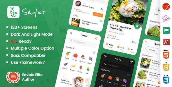 Great Sayur - Food Delivery Framework 7 Mobile App