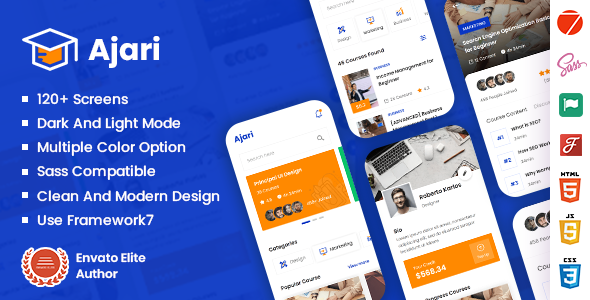Fabulous Ajari - E-learning Mobile App Template ( Framework 7 + PWA )