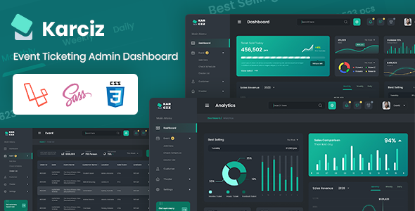 Awesome Karciz - Event Ticketing Laravel Admin Dashboard + Bootstrap Files + PSD Files