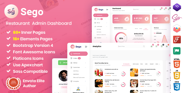 Exceptional Sego - Restaurant Admin Dashboard Bootstrap HTML Template