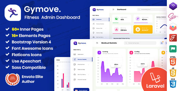 Download Gymove - Fitness Admin Dashboard Laravel Bootstrap Template