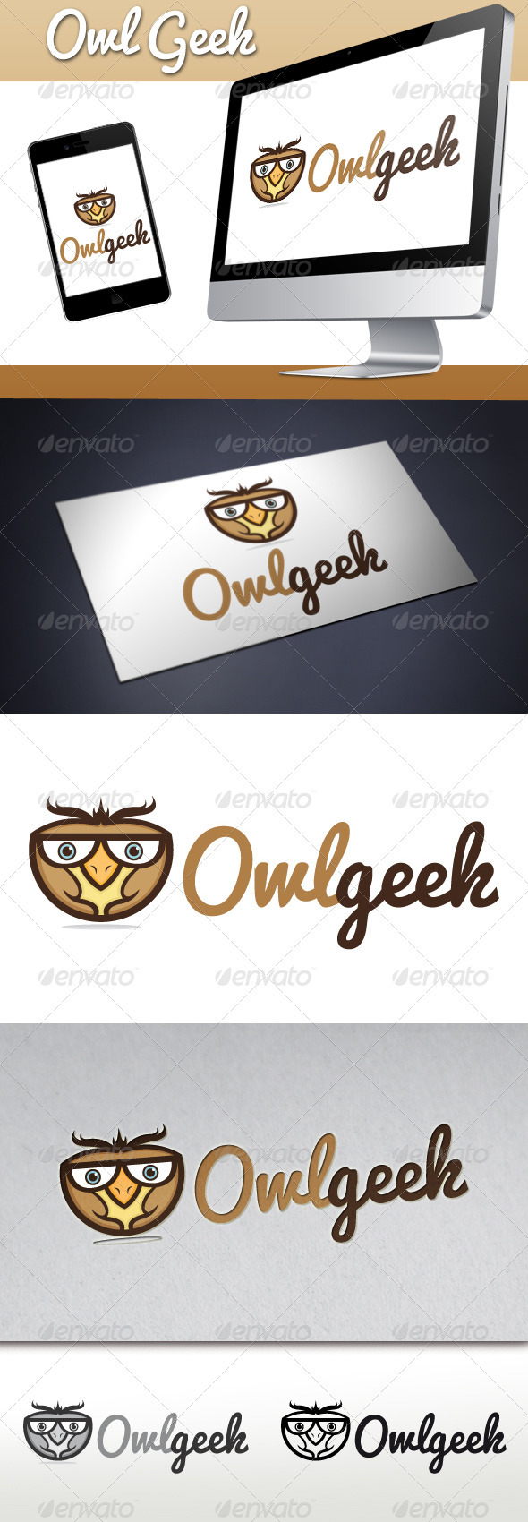 Owl Geek Mascot Logo - Animals Logo Templates