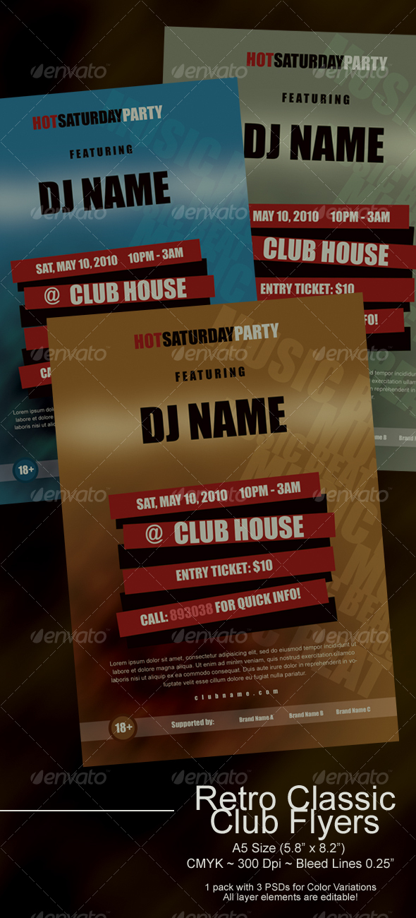 Retro Classic Club Flyers - Clubs & Parties Events