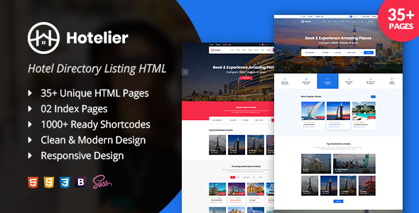Excellent Hotelier directory listing HTML template