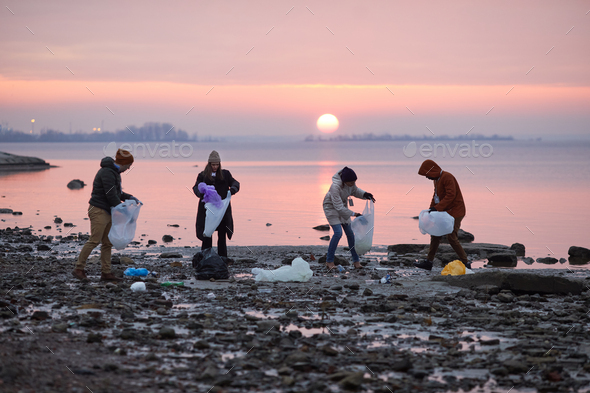Group of Volunteers at Sunset