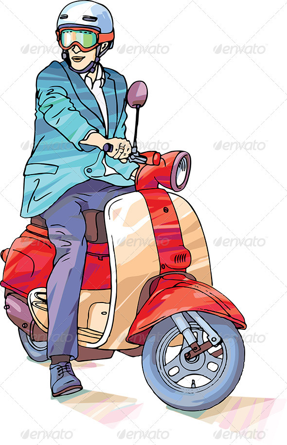 Businessman on the Scooter - People Characters