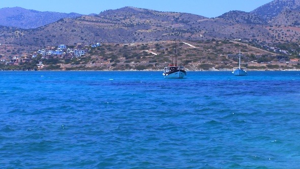 Seascape With Hills And Boats, Crete