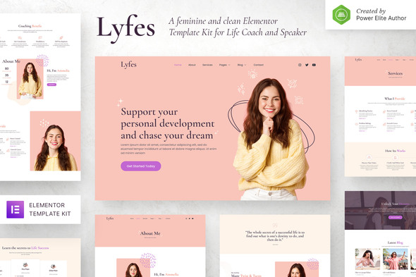 Lyfes – Feminine Life Coach & Speaker Elementor Template Kit