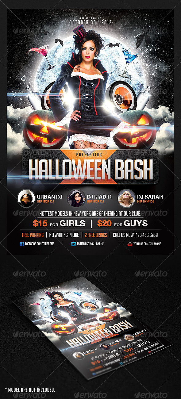 Halloween Bash Flyer Template - Clubs & Parties Events