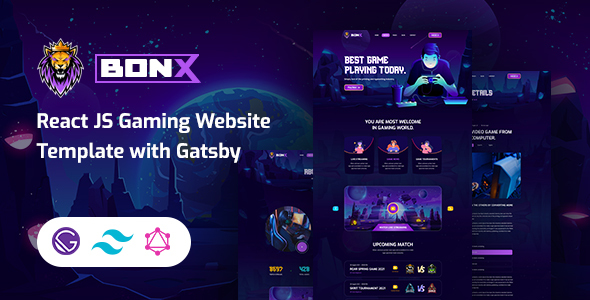 Incredible Bonx - React JS Gaming Website Template with Gatsby