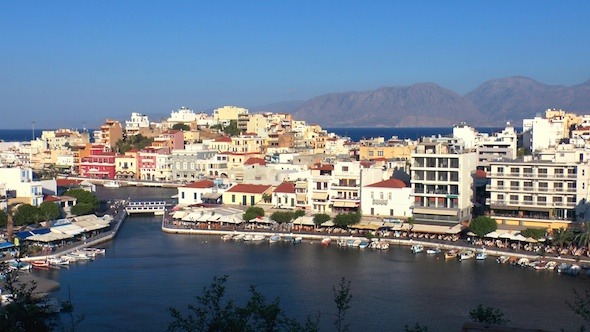 Aerial View Of Agios Nikolaos City Before Sunset 2