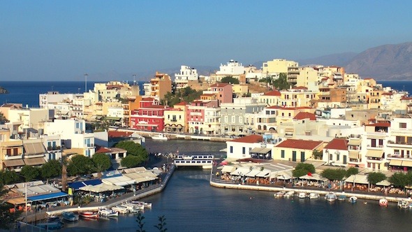 Aerial View Of Agios Nikolaos City Before Sunset 3