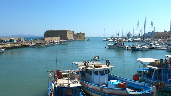 Sea Port Near Medieval Castle, Heraklion, Crete 