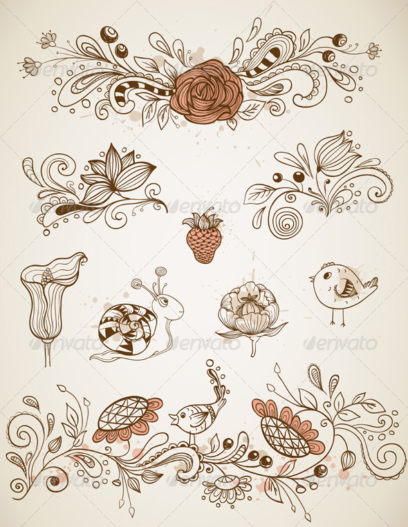 Doodle Design Elements - Decorative Symbols Decorative
