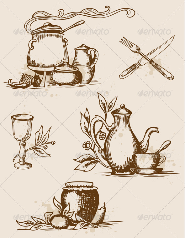 Antique Tableware - Food Objects