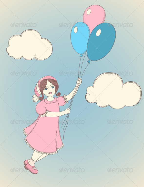 Girl with Balloons - People Characters