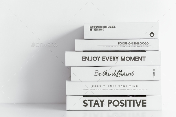 Minimal books background, aesthetic positive quotes in white Stock Photo by  Rawpixel