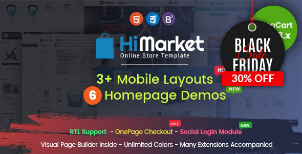 HiMarket - Drag & Drop OpenCart 2.3 & 3.x Theme With Mobile-Specific Layouts