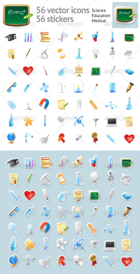 Icons for Science, Education and Medicine - Miscellaneous Icons