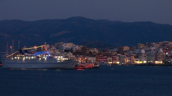 Landscape of Small Touristic City with Cruise Ship 3