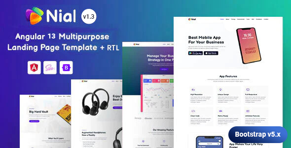 Excellent Nial - Multipurpose Landing Page Angular 13 Template