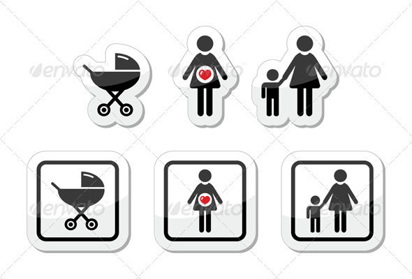 Baby icons set - parm, pregnancy, mother - People Characters