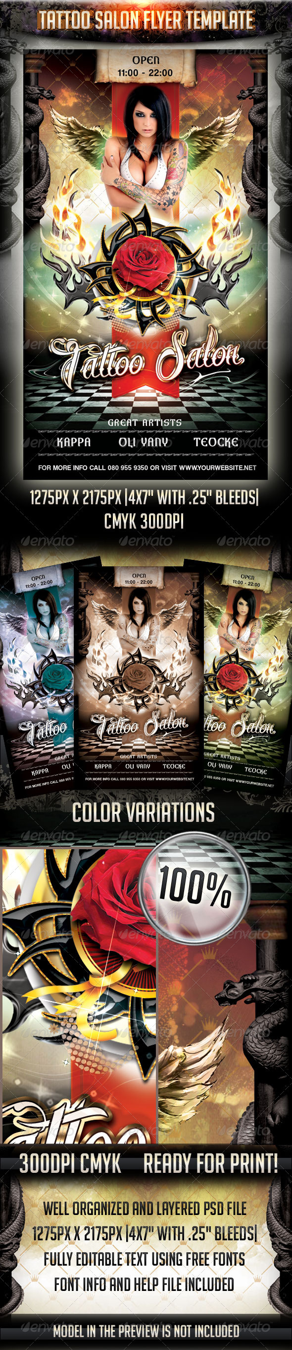 Tattoo Salon Flyer Template - Commerce Flyers
