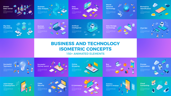 Business and Technology Isometric Concepts Product Promo template preview