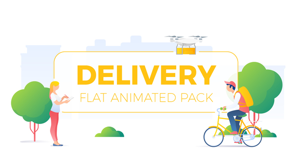 Delivery Flat Animated Concepts Pack Product Promo template preview