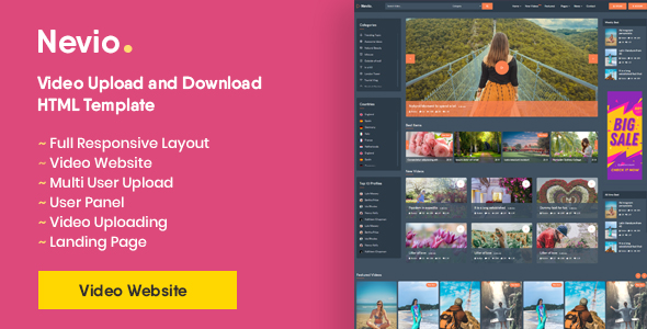 Nevio - Video Upload and Download HTML Template