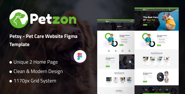 Petzon – Pet Care Website Figma Template