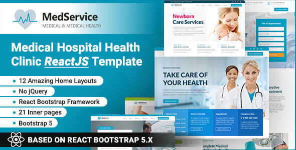 Excellent MedServices - Medical Hospital Health Clinic ReactJS Template
