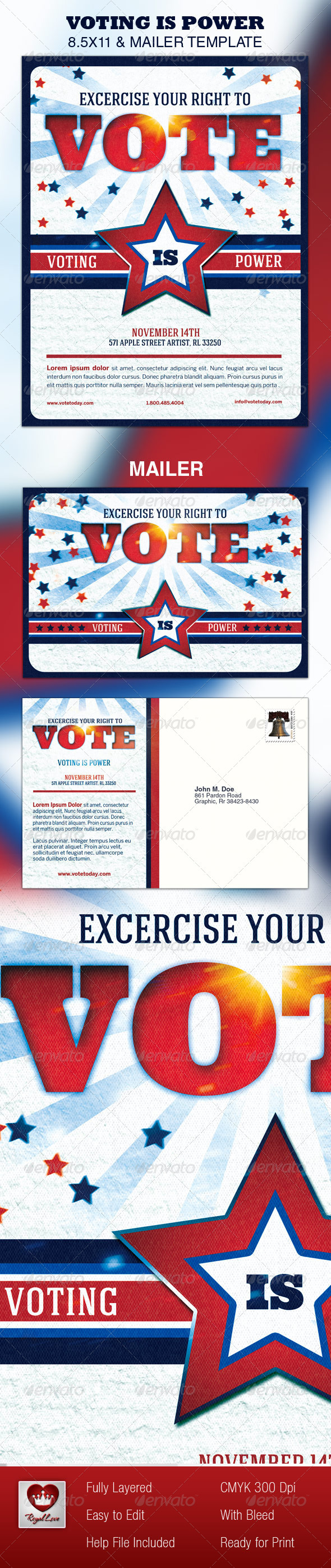 Vote 8.5x11 & Mailer Template - Events Flyers