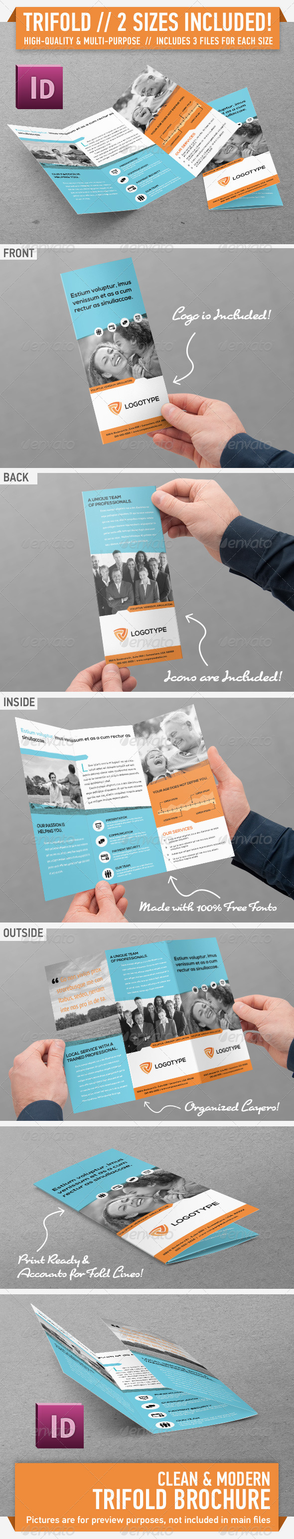 Clean Modern Trifold Brochure - Vol. 2 - Corporate Brochures