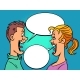 Joyful Communication of Young Man and Woman