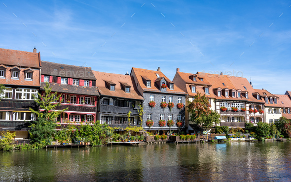 The old Fishermen houses at the river Regnitz - Stock Photo - Images