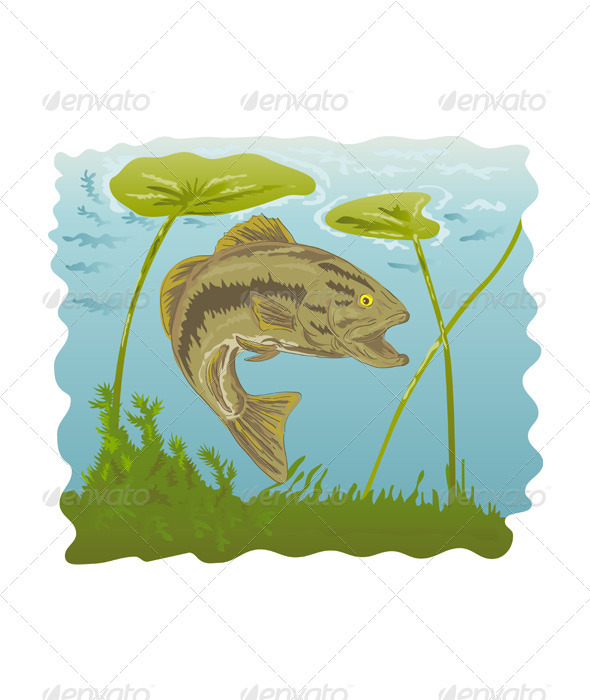 Largemouth bass jumping - Animals Characters