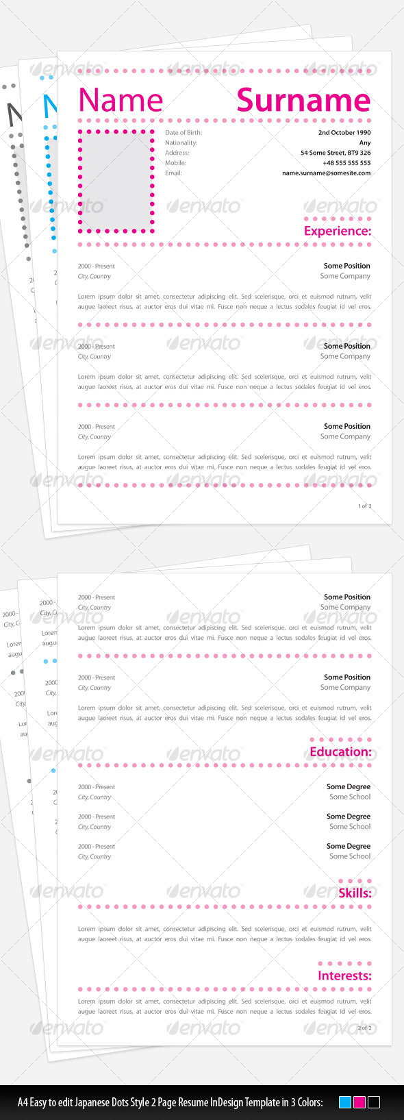 Japanese Dots Simple Resume - Resumes Stationery