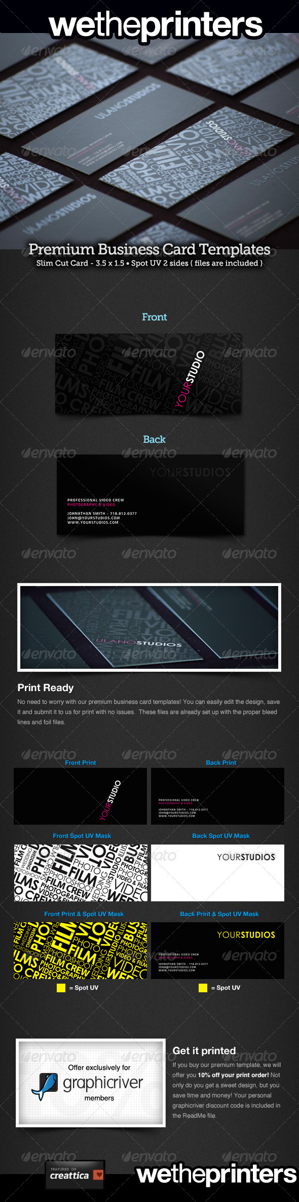 Slim Cut Spot UV Business Card - Creative Business Cards