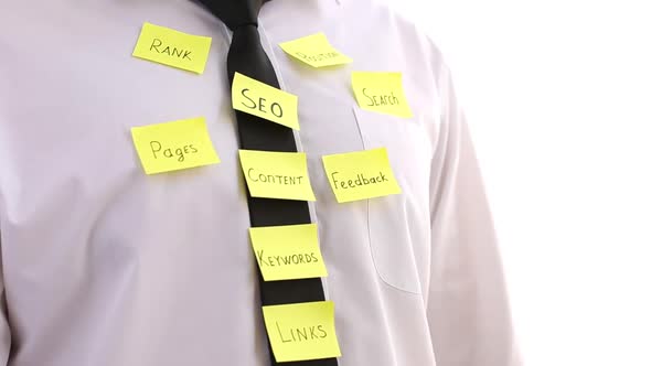 Seo Optimization, Notes On The Tie And White Shirt Of The Office Worker.