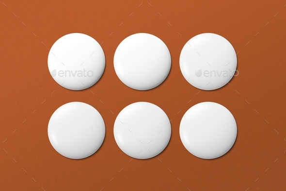 White pin badges, blank design set