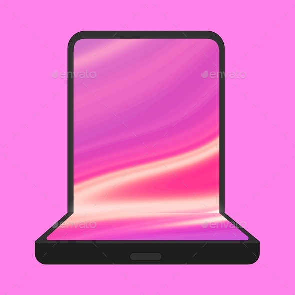 Black SAMSUNG Galaxy Z Flip blank screen, flip phone illustration - Stock Photo - Images
