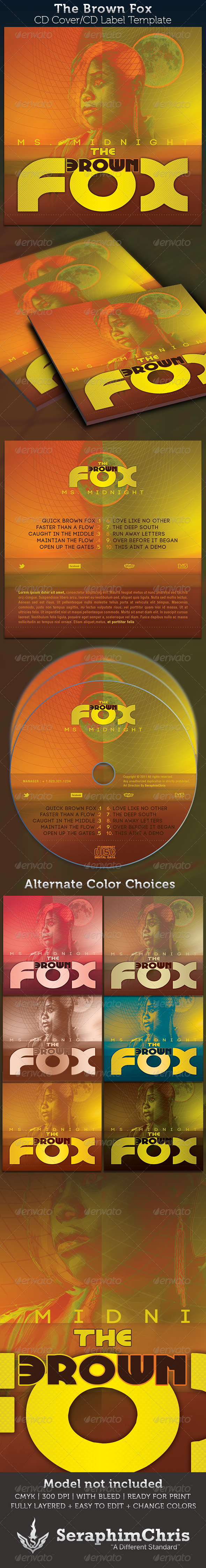 The Brown Fox CD Cover Artwork Template - CD & DVD Artwork Print Templates