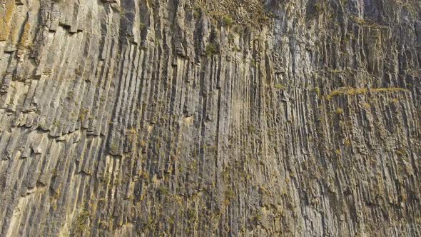 Rocky Mountain With Unique Basalt Pillars Formed by Volcanic Lava, Geology alt