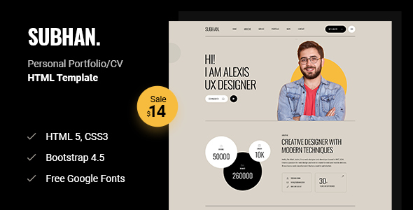 Subhan - Personal Portfolio/CV HTML Template