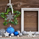 Christmas star with photo frame and festive decorations on a wooden background - PhotoDune Item for Sale