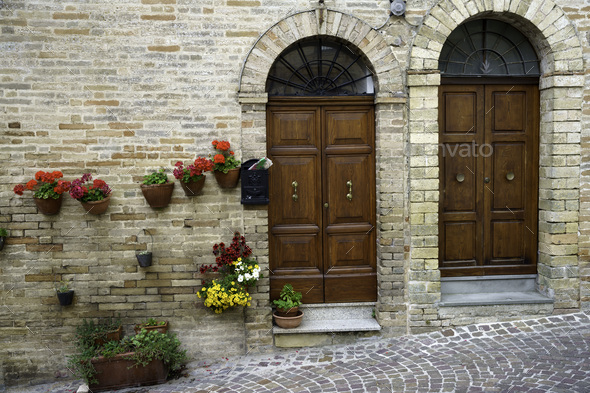 Monterubbiano, medieval village in Fermo province, Marche, Italy Stock ...