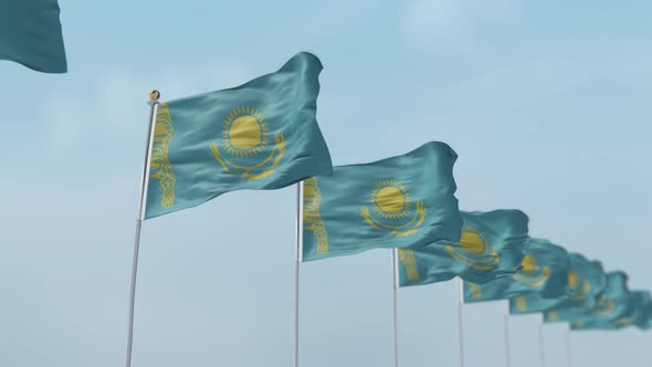 Kazakhstan Row Of Flags  alt