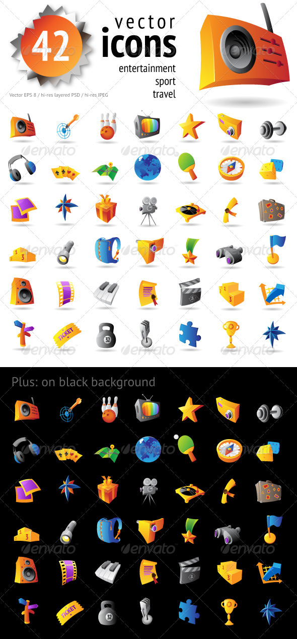 42 Icons For Leisure And Entertainment - Miscellaneous Icons