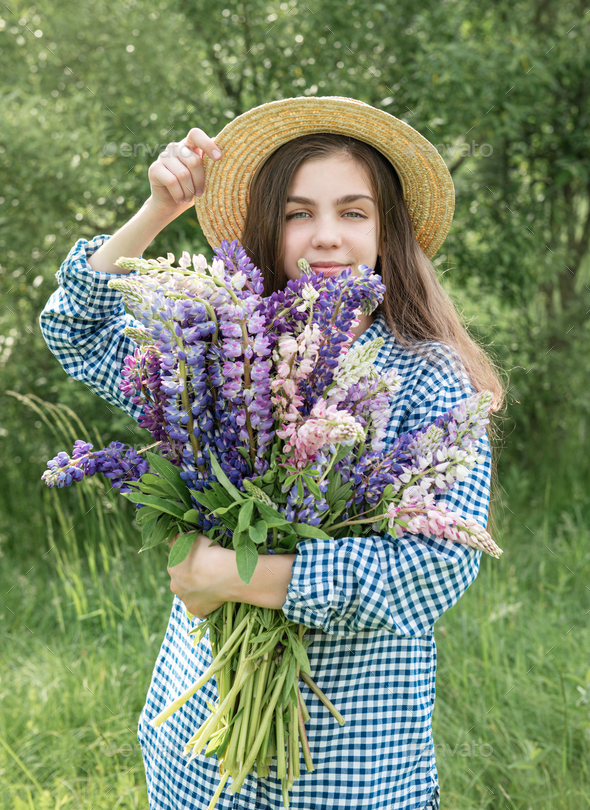 Teenager Girl On A Summer Field Stock Photo by Olena_Rudo | PhotoDune